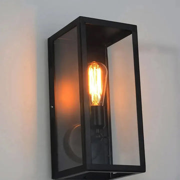 Industrial Square Matte Black Metal Single-Light Outdoor Wall Lantern